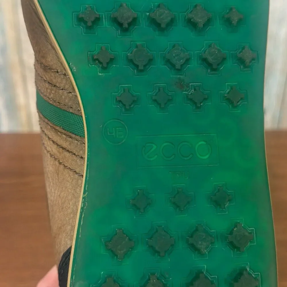 ECCO Mens 46 US 12 12.5 Brown Green Leather Lace Up Casual Sneakers Shoes